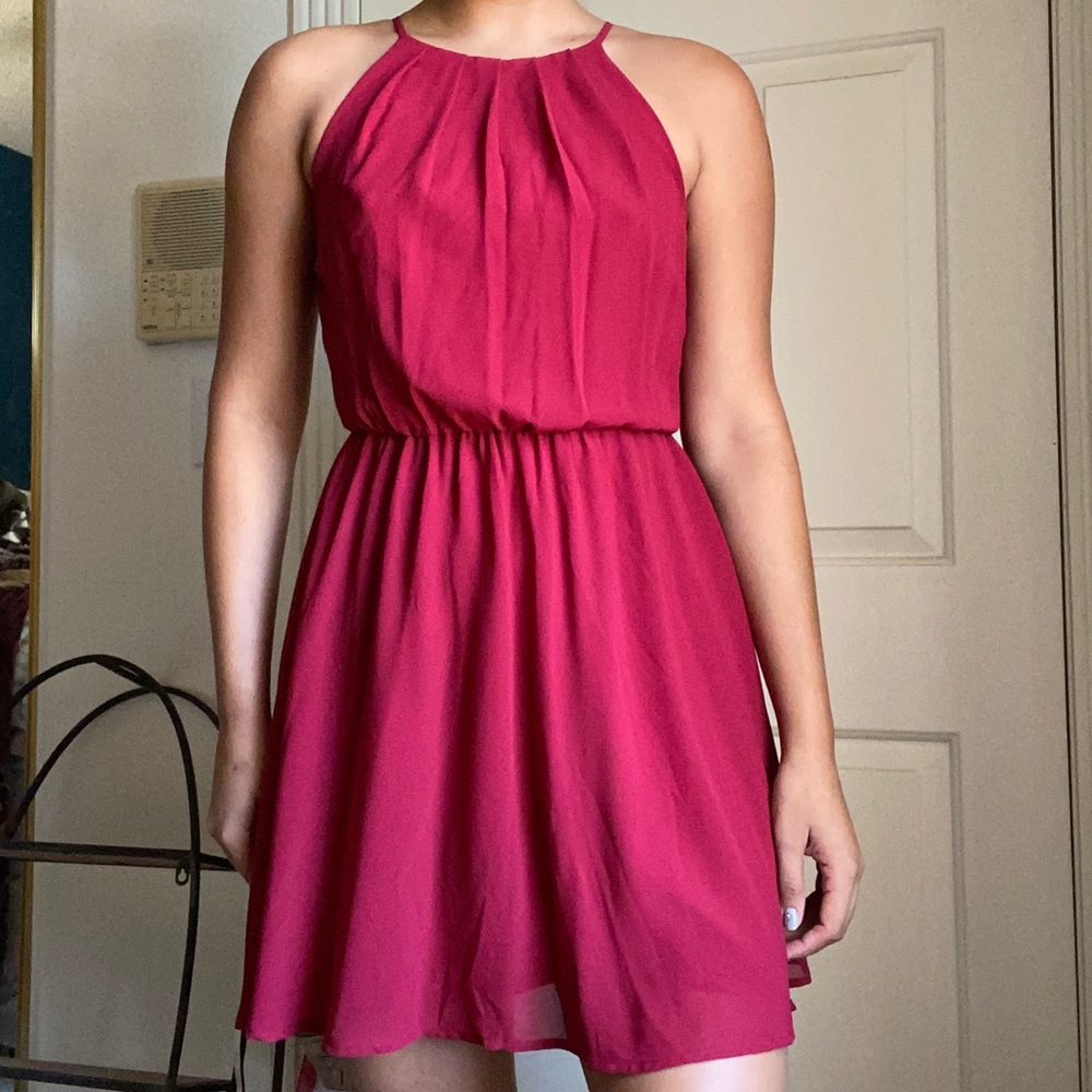 Red flowy dress